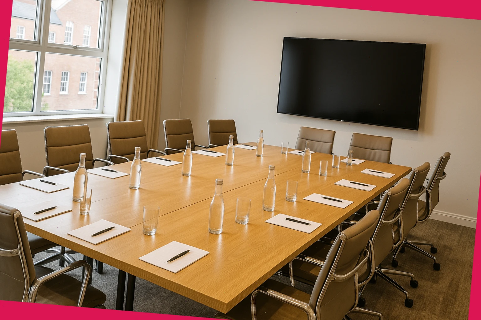 Boardroom layout for 12 with display screen